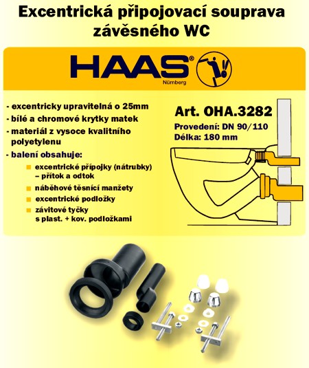 HAAS - Excentrická připojovací souprava závěsného WC