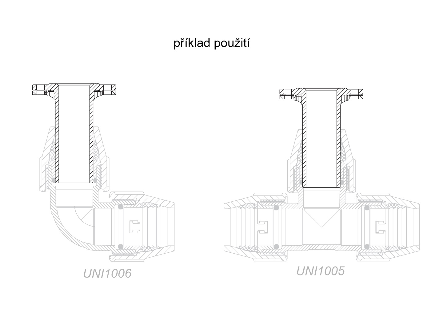 Možné použití přírubového přechodu UNIDELTA